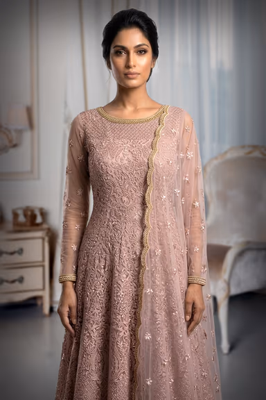 Ivory Long Full sleeve Gown — view 1 of 3