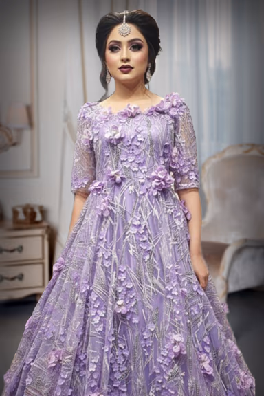 Lavender 3D Floral Ball Gown – Premium Luxury Couture — view 1 of 2
