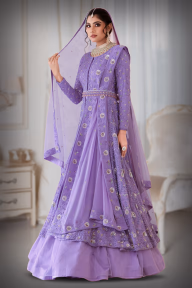 Lavender Sequins work Jacket and skirt — view 6 of 6