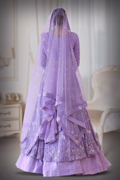Lavender Sequins work Jacket and skirt — view 5 of 6