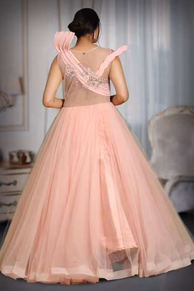 Light pink glitter fabric  Born drapping gown — view 5 of 5