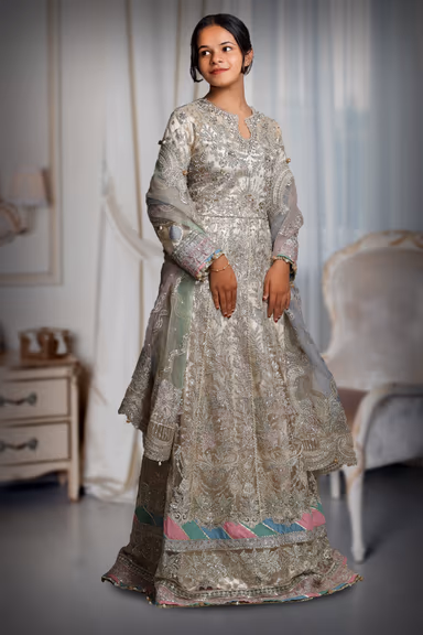Multicolor Pre Wedding Gown With Thread And Sequins Embroidery All Over The Gown — view 3 of 4