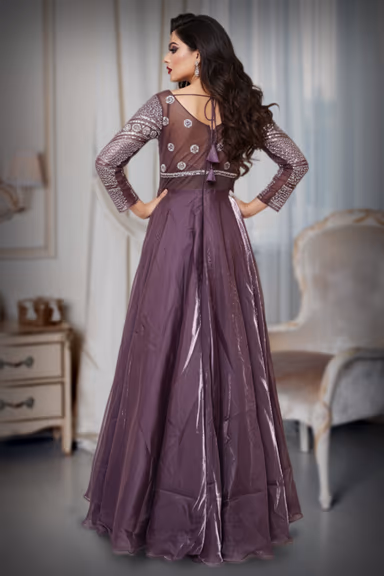 Organza with silver work in gown — view 3 of 3