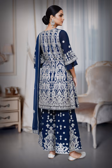 Sharara in the silver embroidered with a parllel pants — view 4 of 4