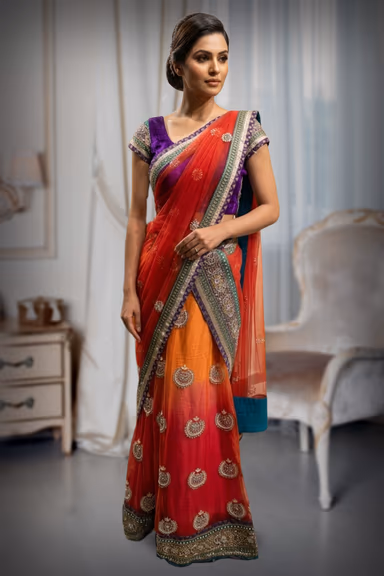 Multi coloured  Semi Bridaln lehenga — view 2 of 2