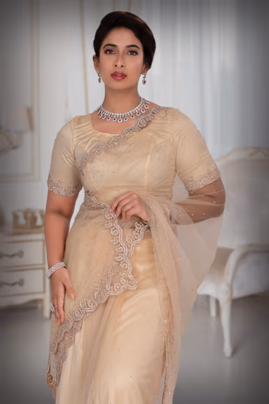 Pastel Peach  Net  Saree — view 1 of 5