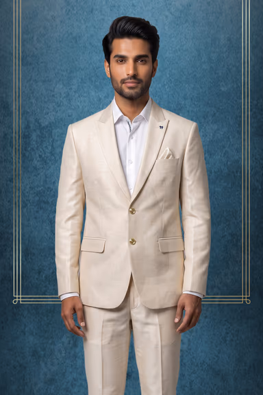 Ivory Textured Three-Piece Formal Suit — view 2 of 3