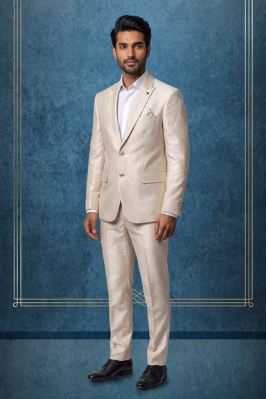 Ivory Textured Three-Piece Formal Suit — view 3 of 3