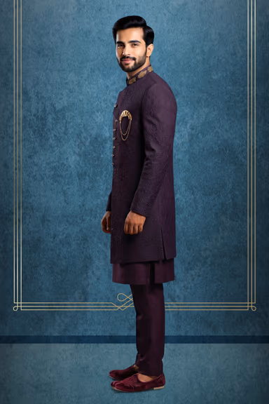 Jacquard Indo-Western Sherwani — view 3 of 3