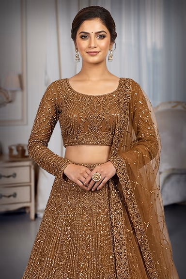 Darb Bridal Lehenga With Intricate Embroidery And Designer Net Dupatta — view 1 of 3