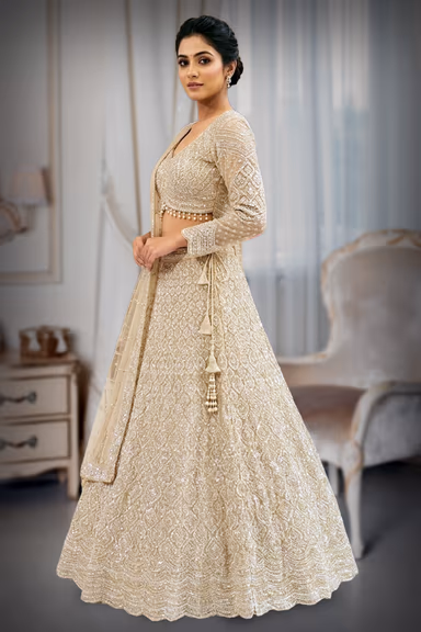 Ivory Handworked Bridal Lehenga — view 3 of 3