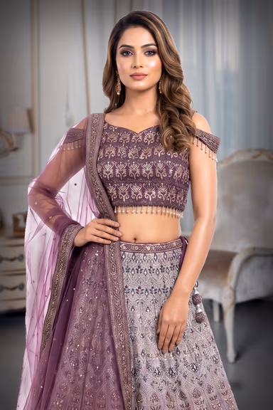 Ombra shade plum lehenga — view 1 of 3