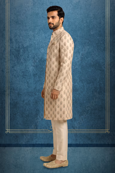 Light Mustard Indo-Western with Elegant Floral Pattern — view 3 of 3