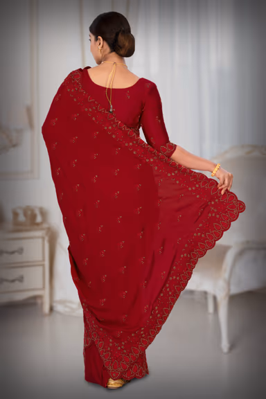 Dark Pink Silk Saree — view 4 of 6