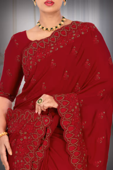 Dark Pink Silk Saree — view 3 of 6