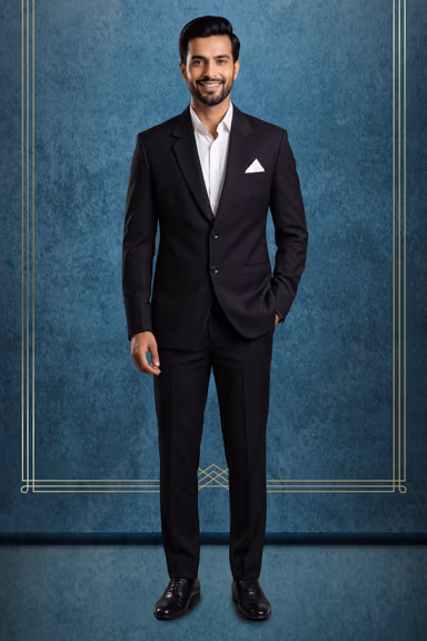 Men's Classic Fit Black Two-Button Blazer Jacket with Notch Lapel — view 1 of 2