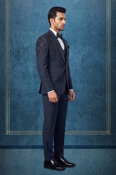 Navy Blue with Stone Embellished Tuxedo — view 3 of 3