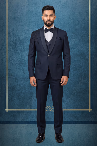 Navy Blue with Stone Embellished Tuxedo — view 1 of 3