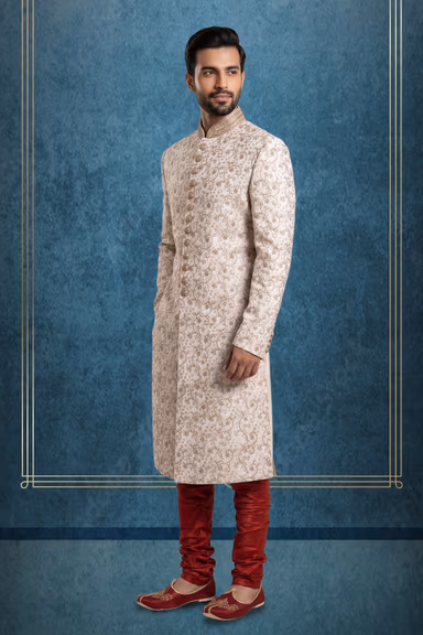 Peachish sherwani — view 3 of 3
