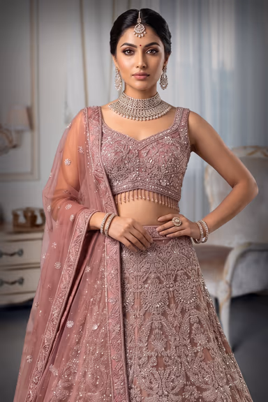 Plum Color Lehenga With Intricate Stone Work And Threadwork Details — view 1 of 2