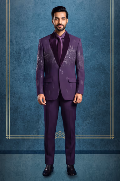 Plum Purple Shimmer Designer Tuxedo — view 1 of 3