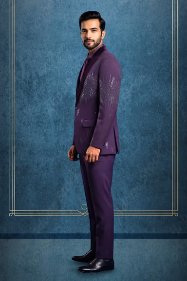Plum Purple Shimmer Designer Tuxedo — view 3 of 3