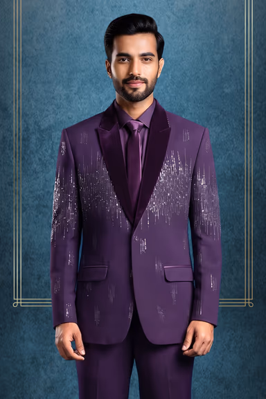 Plum Purple Shimmer Designer Tuxedo — view 2 of 3