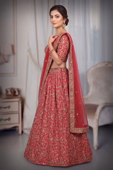 Rani Pink Barfi Silk Sequince Worked Lehenga With Same Colour Blouse And Dupatta — view 3 of 3