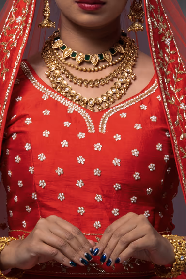 Red Moti Work Lehenga — view 4 of 6