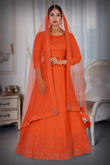 Reddish Peach Lehenga — view 2 of 6