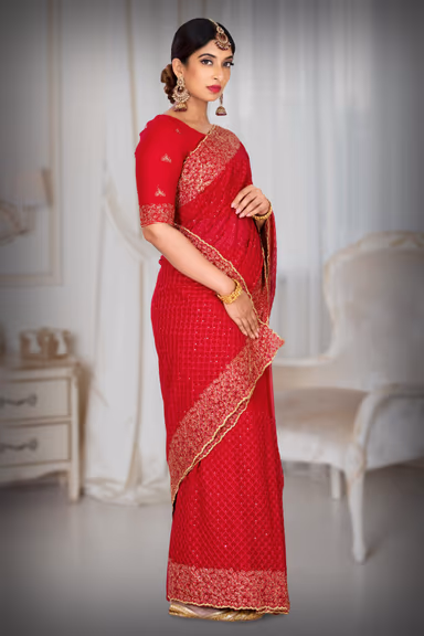 Dark Pink Georgette  Saree — view 5 of 6