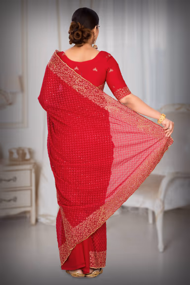Dark Pink Georgette  Saree — view 4 of 6