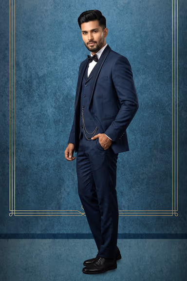 Royal Blue Designer Tuxedo 3-Piece Suit with Shawl Lapel — view 3 of 3