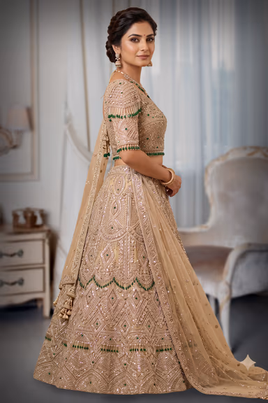 Royal Champagne Embroidered Bridal Lehenga — view 3 of 3