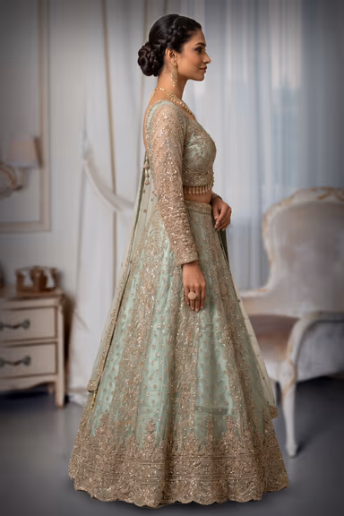 Sage Green Embroidered Lehenga — view 3 of 3