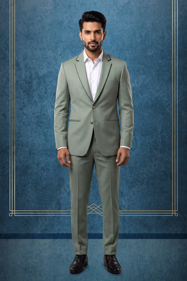 Sage Green Single-Breasted Formal Suit With Trouser — view 1 of 3