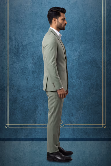 Sage Green Single-Breasted Formal Suit With Trouser — view 3 of 3