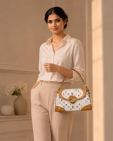 Louis Vuitton Beverly MM M40203 Blanc Monogram Multicolor FL2068 Handbag — view 3 of 9