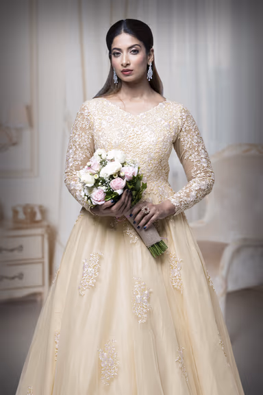 Champagne Single Umbrella Gown — view 1 of 6