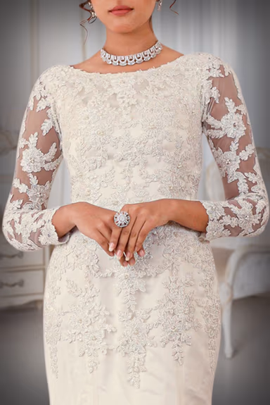 Corded lace and cutbead work in Mermaid dark ivory  gown — view 6 of 6