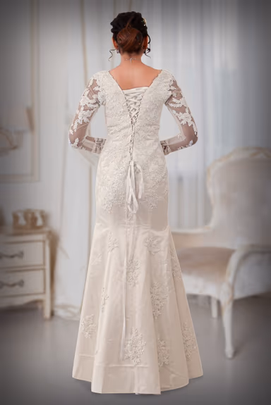 Corded lace and cutbead work in Mermaid dark ivory  gown — view 4 of 6