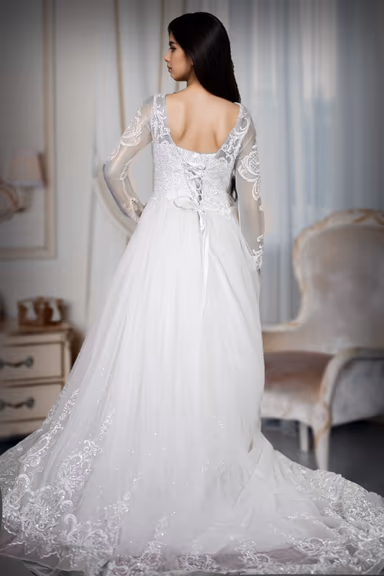 Pure White With Shimmer Detailing Full-Length White Bridal Gown — view 4 of 4