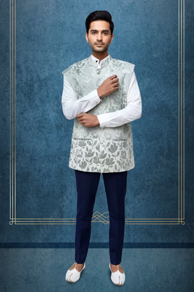 Pista Green Floral Bandi with Subtle Elegance for Festive and Casual Gatherings — view 1 of 2