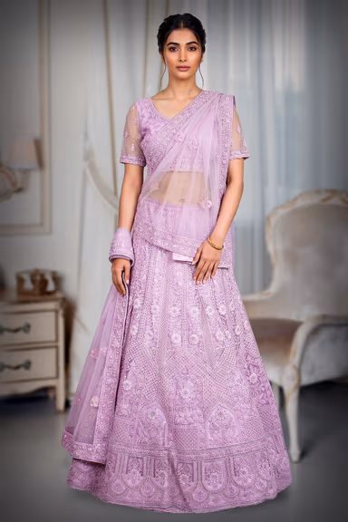 Embrace Ethereal Elegance With This Enchanting Lavender Lehenga Set, Designed To Make You Shine Like Royalty. — view 2 of 3