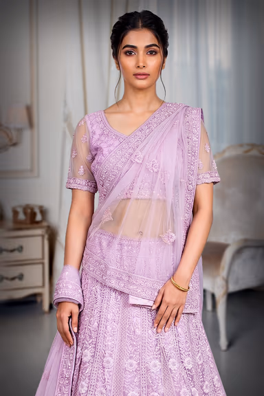 Embrace Ethereal Elegance With This Enchanting Lavender Lehenga Set, Designed To Make You Shine Like Royalty. — view 1 of 3