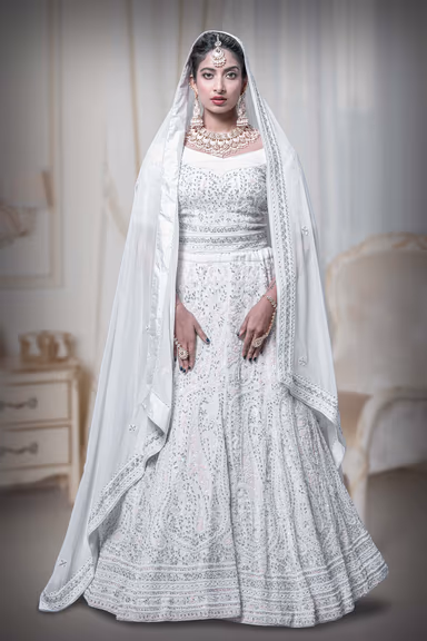 white georgette lehenga — view 2 of 5