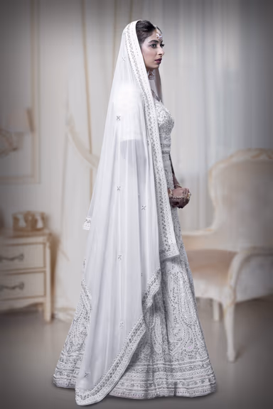 white georgette lehenga — view 4 of 5