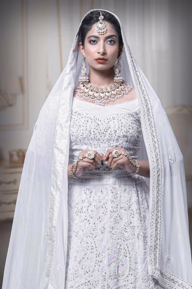 white georgette lehenga — view 1 of 5