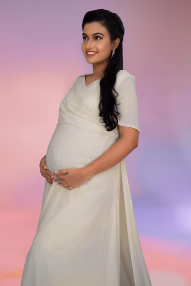 Off white overlap long trail gown — view 4 of 5