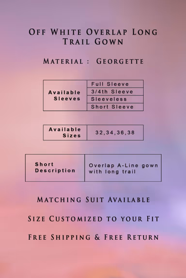 Off white overlap long trail gown — view 3 of 5